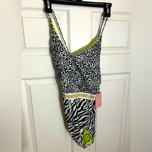 Juicy couture, bathing suit (color lime green and black leopard print)